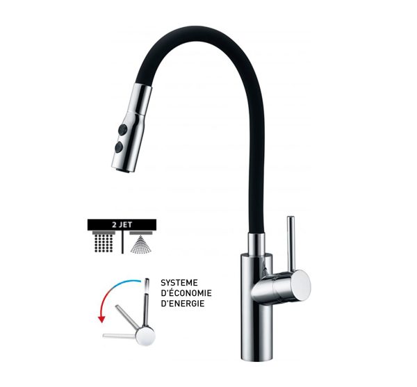 Mitigeur de cuisine flexible monocommande chromé série TOKYO