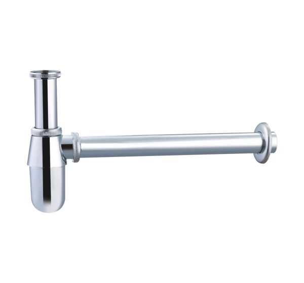 Siphon chrome ovale visible avec pot siphonique